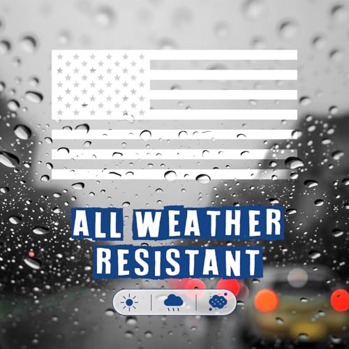 Image of Die Cut Subdued White American Flag Sticker 3 inch X 5 inch Tactical Military Flag USA Decal - Set of 2 Waterproof Vinyl Car Window & Bumper Vinyl Decal for Truck, RV, Laptop, Hard Hat & Helmet