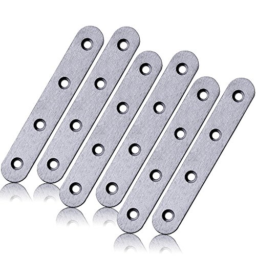 tumundo Acero Inoxidable Conector Plano Placa Perforada Uña Conectores De Madera Bisagras Muebles Fijación 12,8 x 1,9 cm, modelo:6 piezas - 12.8 x 1.9 cm