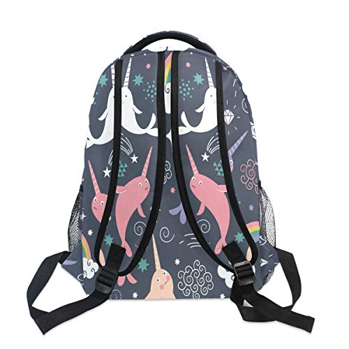 Backpack for Girls Kids Boys Teens Rainbow Narwhal Lightweight Bookbag School Bag Laptop Bags Travel Hiking Camping Daypack4