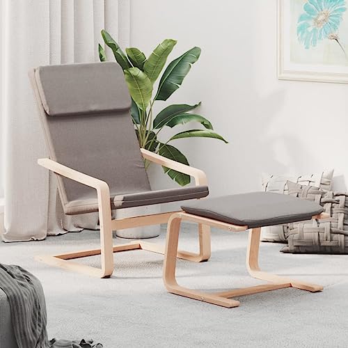 KTHLBRH Sillón de Relax con Taburete de Tela Gris taupé Sillón de Relax con Reposapiés, Acolchado y Estable para Máximo Confort en Descanso