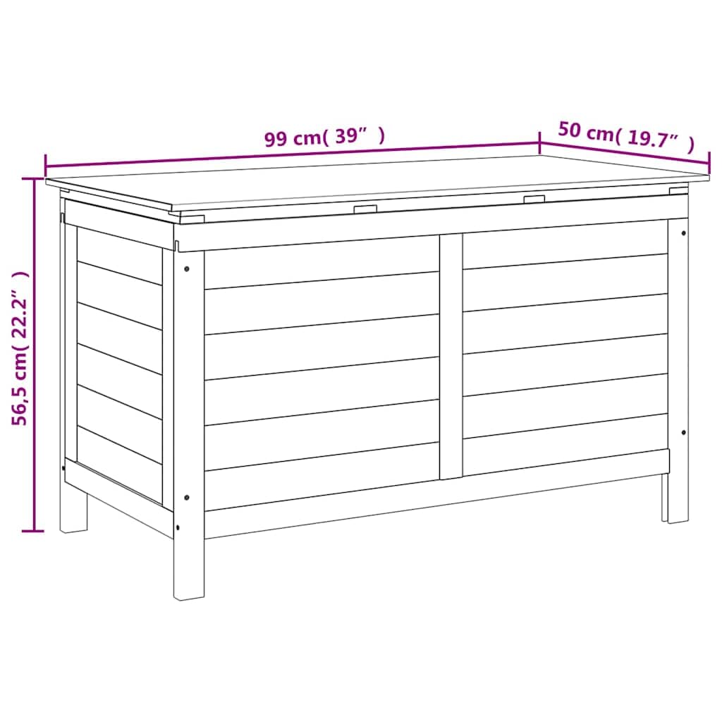 Scatola per cuscini per esterni, 99 x 50 x 56,5 cm, in legno massello di abete | Stoccaggio Giardino, Patio, Coperte, Giocattoli, Telaio Robusto, Durevole
