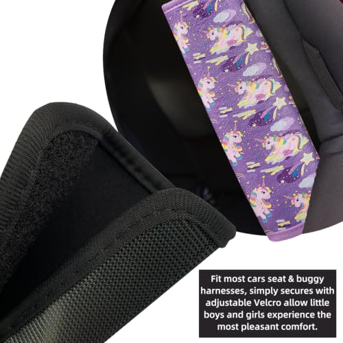 Image of Seat Belt Cover for Kids, Seat Belt Pad for Boys Girls, Car Seat Straps Shoulder Pads for Kids, Kid's Seat Belt Cushion, Shoulder Strap Pad, 1 Piece (Unicorn Power)