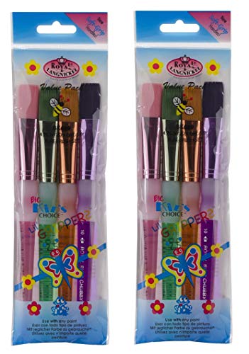 2-Pack - Royal Brush BK689 4-Piece Big Kids Choice Chubby Arts and Crafts Brush Set, Flat