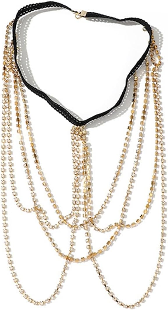 レッグチェーン ファッションレディースレースストレッチストラップフルラインストーンラインストーンクロス多層レッグチェーンビーチレッグ