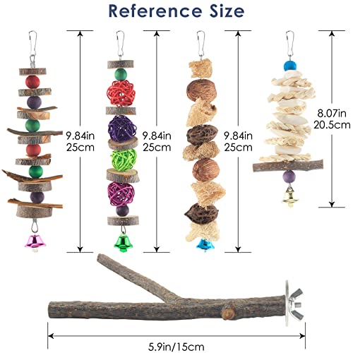 image for Bissap Bird Chew Toys, 5 Packs Parakeet Natural Wood Toys Parrot Hangi
