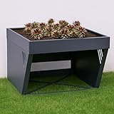 Mähroboter-Garage mit Pflanzkasten HWC-P41, Dach Unterstand Rasenmäher Metall 40x60x70cm - anthrazit