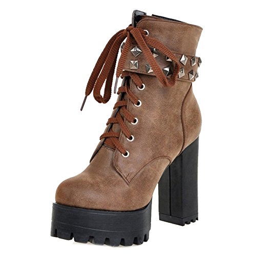 SJJH Stivaletti da donna con tacco alto e borchie