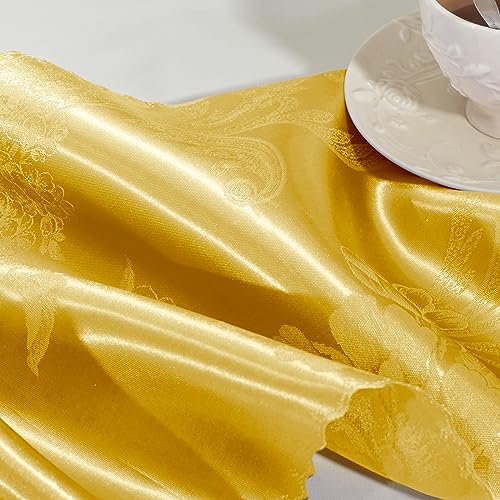 Kkjiaf KKJIAF23072011 2 Pack Gold Satin Table Runners 12 X 108 Inch, Rectangular Silk Jacquard Dining Table Runner thumb #6