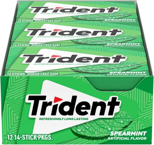 Image of Trident Spearmint Sugar-Free Chewing Gum, 14 Pieces (Pack of 144)