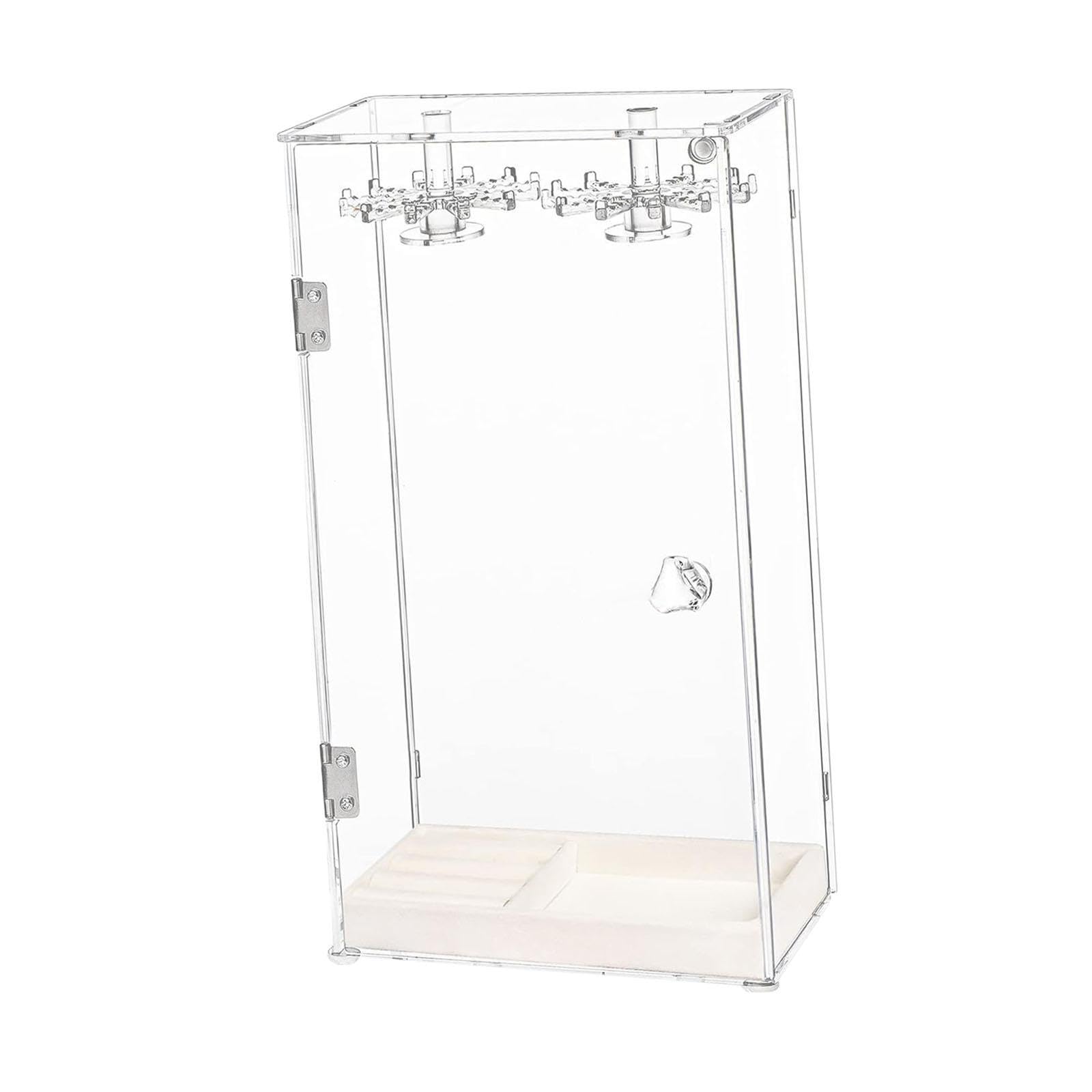 TWISAXC Acrylic Necklace Display Stand Rotatable Organizer Dustproof With Velvet Tray For Easy Viewing Of Rings And Bracelets Transparent Jewelry Hanger