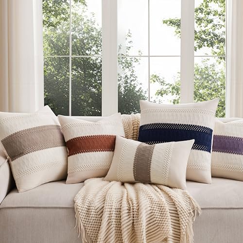 ZeeMart 2 Pack Boho Throw Pillow Covers, Contrast Terracota 22x22in by ZeeMart - Used condition - Image 6