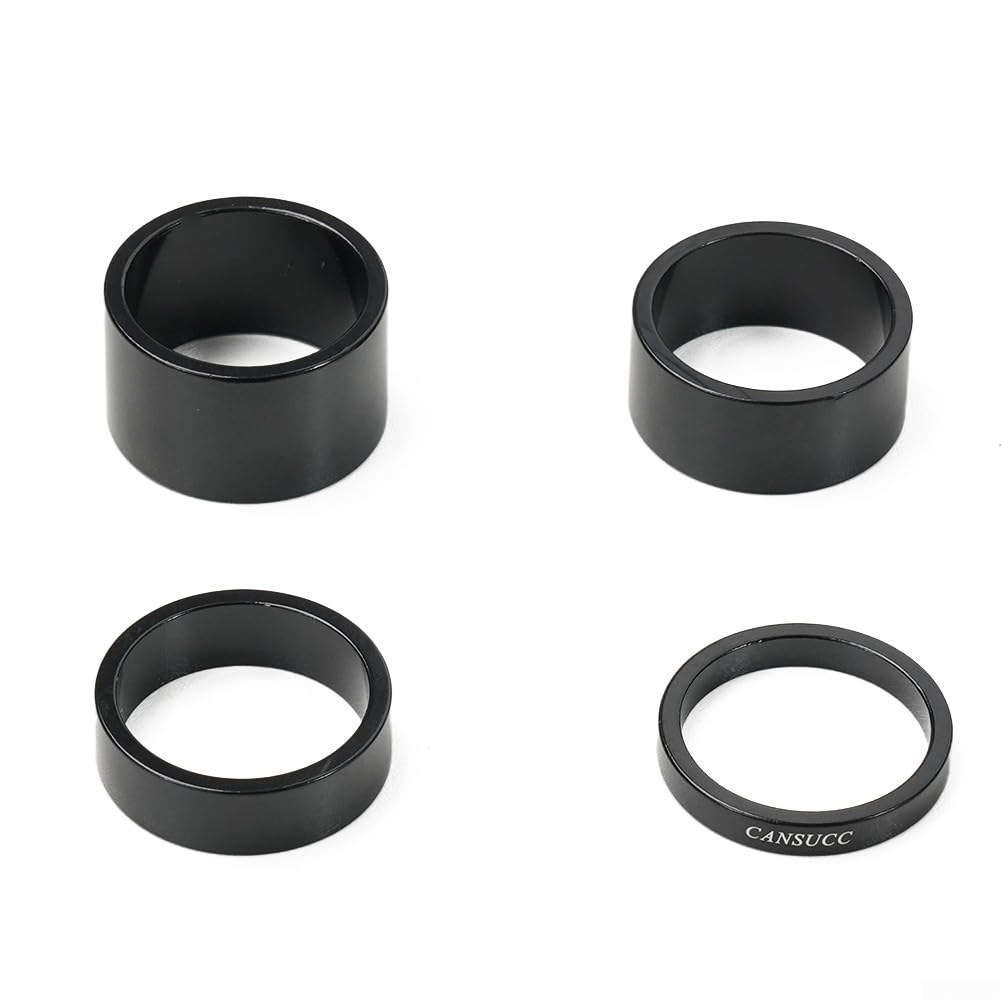 Road and Mountain Bike Headset Spacer Pack Aluminum Material for 28.6mm Fork Steerer Tube Diameter Requirement (Black)