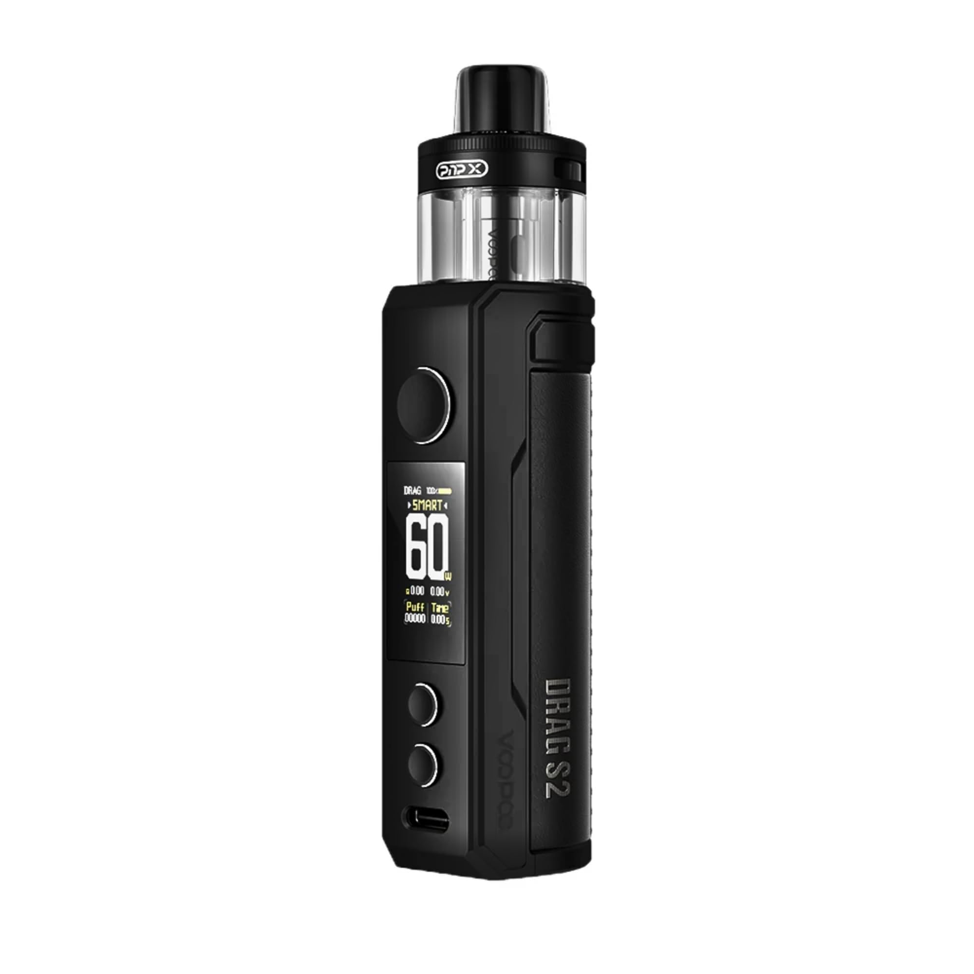 Voopoo Drag S2 Kit - E Cigarette Vape Starter Kit, Long Lasting 2500mAh Battery, 5-60W, Smart Mode, MTL & DTL Vaping, Adjustable Airflow, No Nicotine (Spray Black)