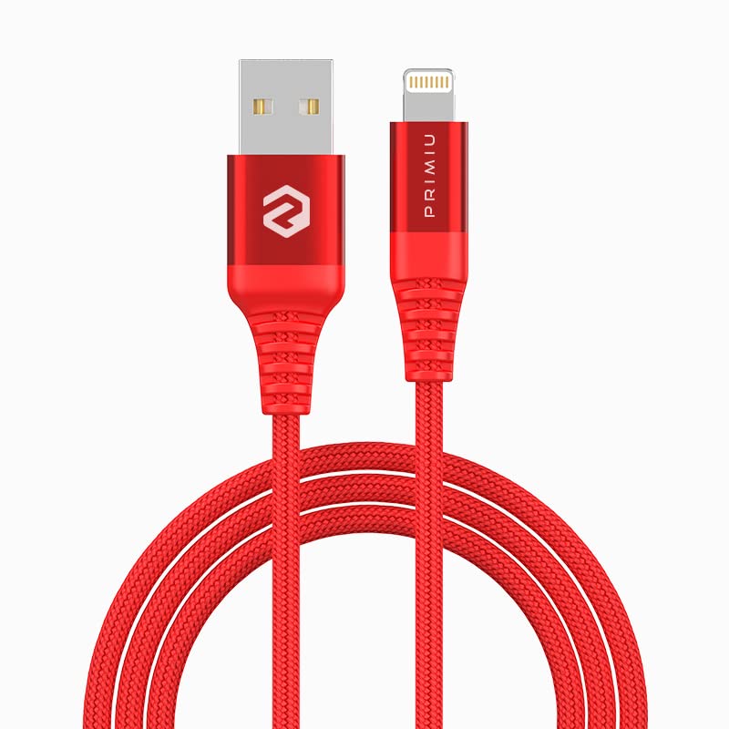 PRIMIUNylon Braided 6 Feet USB Cable for ultrafast Charging and Data Transmission up to 2.4 Amps for iPhone, iPad(Red)