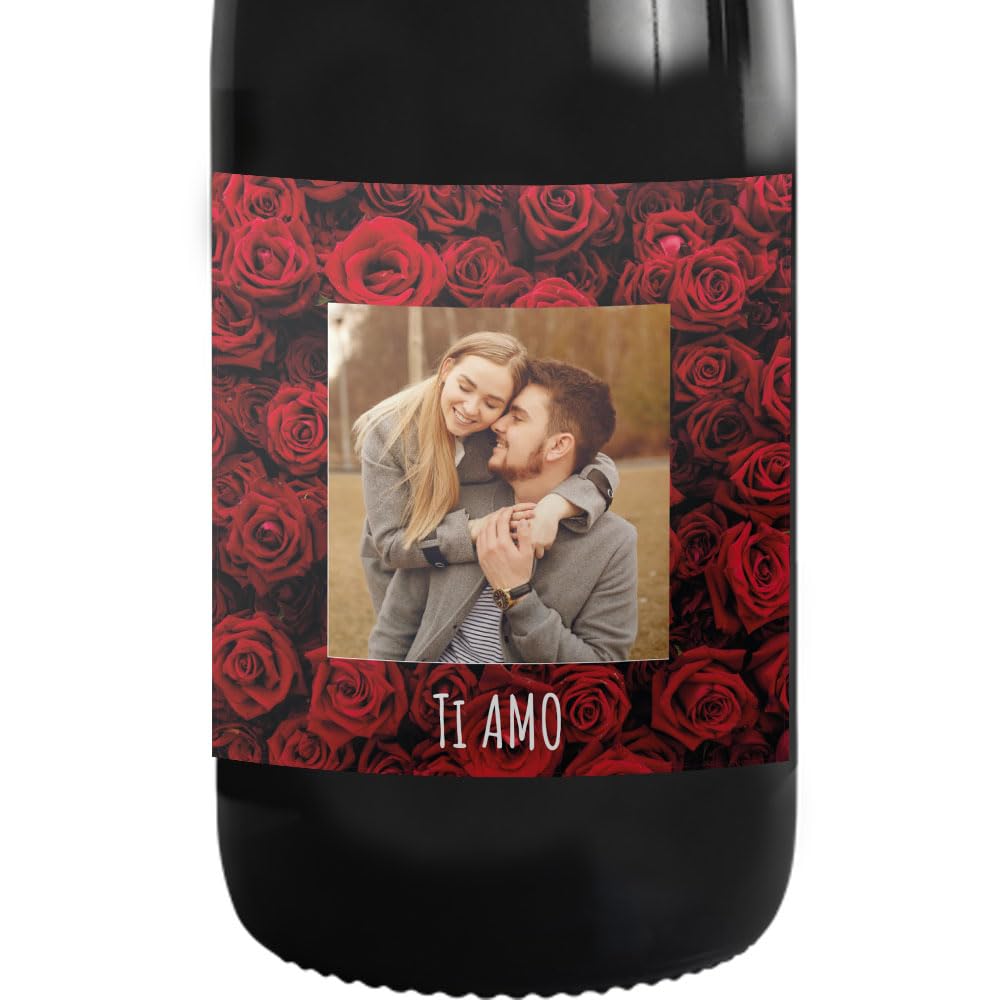 Regalo San Valentino - Prosecco DOC personalizzato e cassa legno - Idea regalo per innamorati, bomboniere, anniversario di fidanzamento e di matrimonio (Foto e testo, Love)