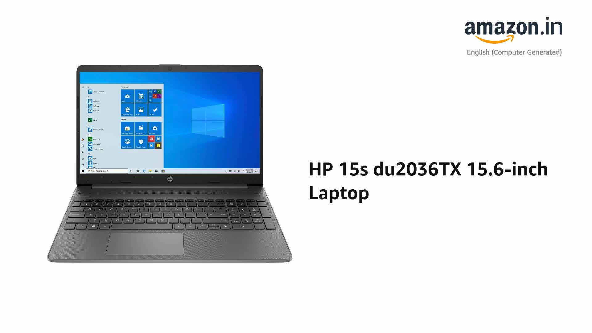 HP Intel 15s du2036TX 15.6-inches Laptop (10th Gen i5-1035G1/8GB
