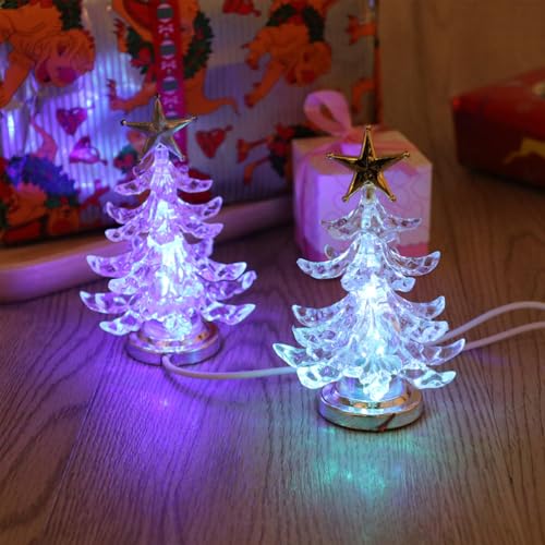 Uonlytech Acryl weihnachtsbaum nachtlicht usb bunt leuchtende desktop...