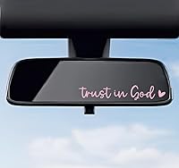 DXNQ 2-Pack Pink Trust in God Rearview Mirror Decals - Waterproof Vinyl Stickers for Car Truck Laptop, Easy Peel Car Accessories