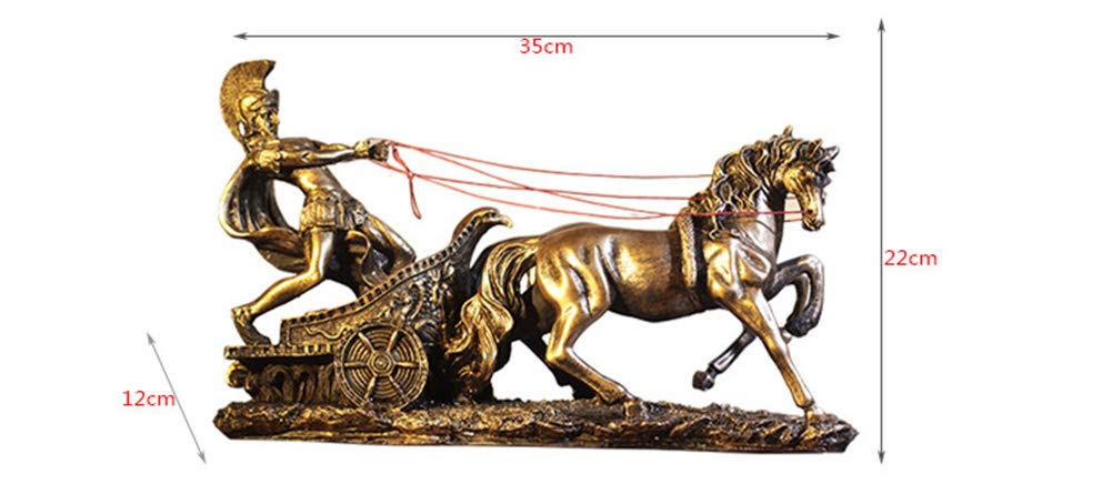 Amazon.co.jp: スパルタ戦士の戦車像の彫刻、レトロな馬車像中世の