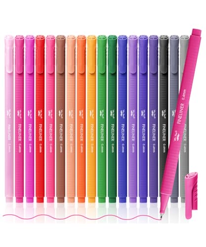 Mr. Pen- Fineliner Pens Colored, 18 Pack, Ergonomic Triangular Colorful Barrels, 0.4mm Fine Liner...