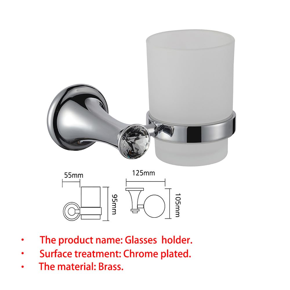 Accesorios de baño de Lujo Juego de Accesorios de baño de latón Macizo de Cristal Soporte para Cepillo de Dientes Soporte para Cepillo de baño de Metal Cromado Toallero., Soporte para Gafas