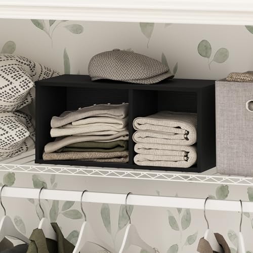 Image of Furinno Reed 2-Tier Closet Organizers and Storage, Closet Organizer, Open Shelf Closet Storage, for Wardrobe, Bedroom, Living Room, 10-Inch Width, Blackwood