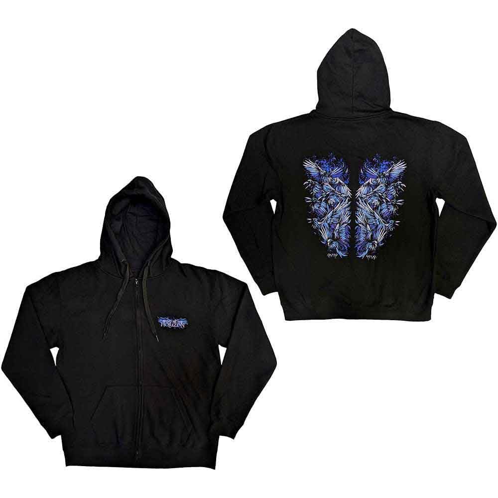 Rock Off Officially Licensed Products Men's Black Bring Me The Horizon Blue Crow Wings Official Unisex Hoodie Hooded Top (Large)