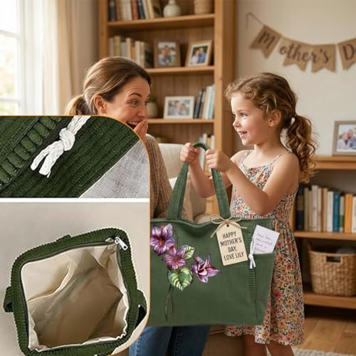 Custom Birth Flower Tote Bag personalizada con cierre miniatura 7