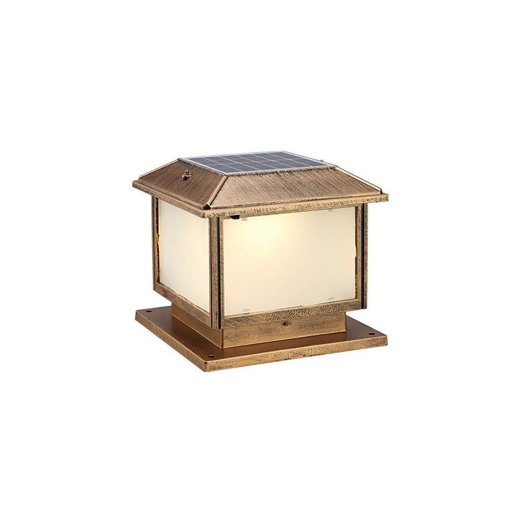 Lampa zewnętrzna, rustykalny brąz krajobraz kolumna solarna lampa solarna LED do ogrodu, oświetlenie kolumny aluminiowej, szkło, słupek w stylu vintage, klasa wodoszczelności IP54