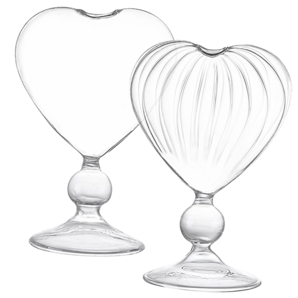 PLAFOPE Heart-Shaped Cocktail Glasses Set 2 Pcs 7.1Oz Romantic Wine Goblets for Home Bar Parties Weddings Unique Glassware