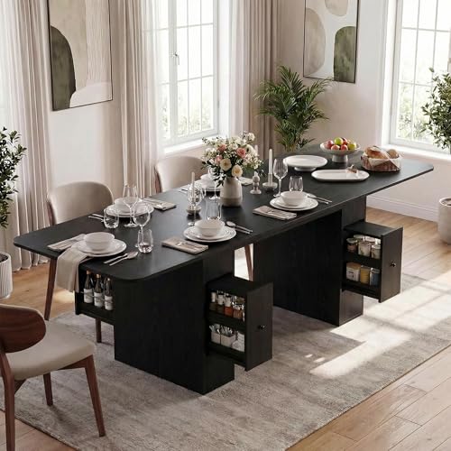 63" to 79" Modern Extendable Dining Table with Storage for 6-10 People - image 1