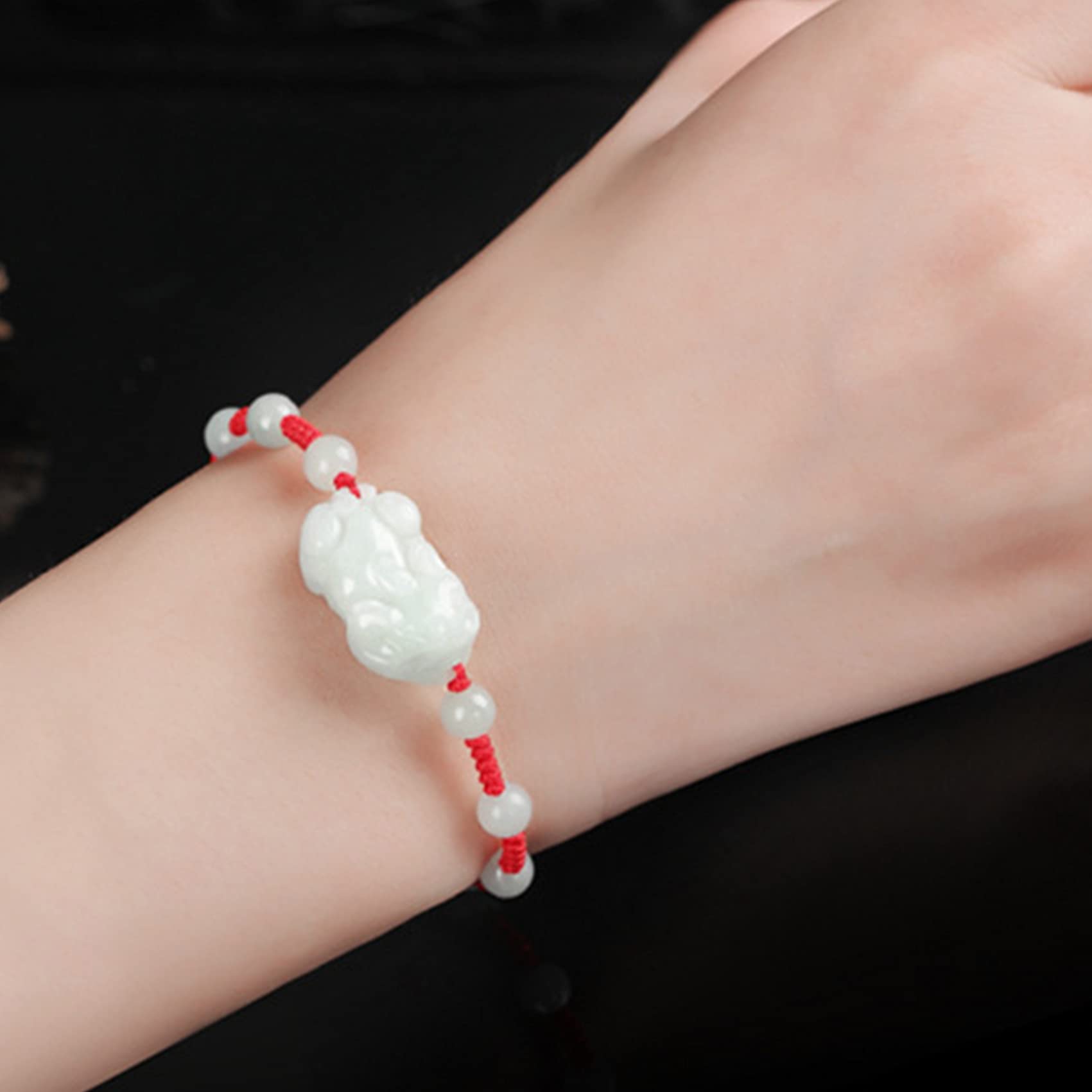 Pulsera De Cuentas, Esmeralda Lucky Peonía Flor Hilo Rojo Cuerda Joyería De Vacaciones Amuleto Atraer Dinero Prosperidad Suerte,A