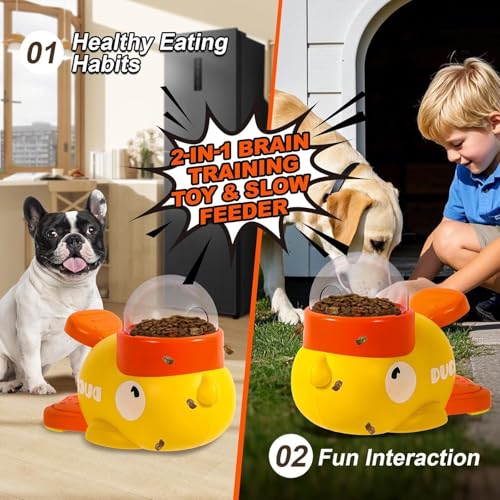PKKP Entenform Interaktive Futterspender, 2 in 1 Slow Feeder Hund Intelligenzspielzeug, Haustier Futterspender für Hunde, Reduziert Blähungen und Beugt Schluckbeschwerden vor (Ente)
