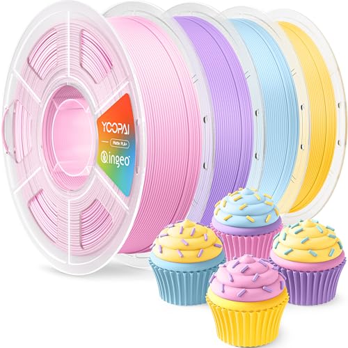 Image of YOOPAI PLA+ Matte Filament 1.75mm, 4KG (8.8lbs) 3D Printer Filament, Dimensional Accuracy + /- 0.02 mm, Sakura Pink+Lilac Purple+Ice Blue+Lemon Yellow