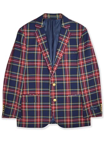 Brooks Brothers Men's Regular Fit Wool Blend Plaid Two Button Blazer Jacket,