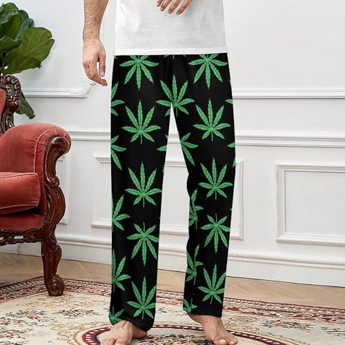 Marijuana Leafs Weed Men's And Women's Comfortable Casual Pajama Pants with Drawstring2