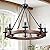 Wellmet 8 Lights Farmhouse Iron Chandeliers for Dining Rooms 28 inch, Wagon Wheel Chandelier Candle Style, Rustic Hanging Ceiling Light Fixture Bedroom Living Room Foyer Hallway, Faux Wood Finish