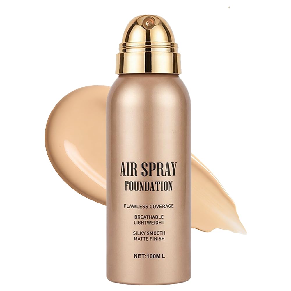 Airbrush Foundation - Flawless Full Coverage for Mature Skin, Breathable Blendable Spray Foundation Makeup for Silky Smooth Radiant Finish, Waterproof Foundation for All Skin Types (#02)