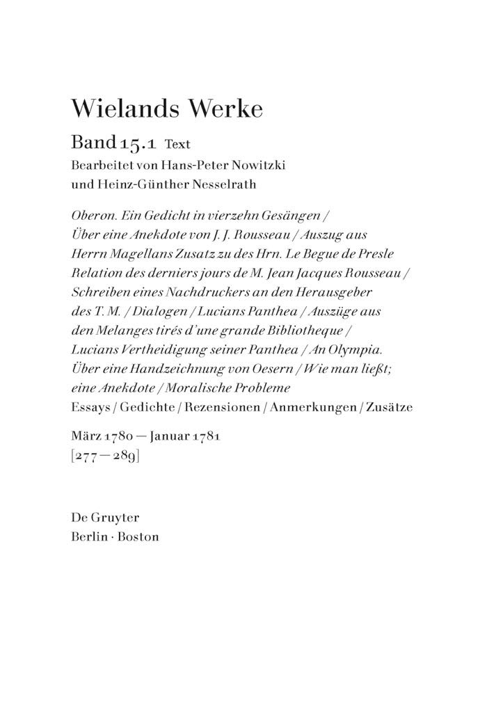 Text: Essays / Gedichte / Rezensionen / Anmerkungen / Zusätze. März 1780 —Januar 1781 [277 – 289]
