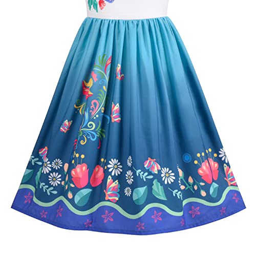 Sunny Fashion Girls Dress Scallop Trim Off Shoulder Floral Embroidery Butterfly Ocean4