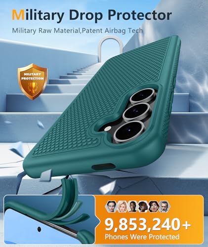 Image of FNTCASE for Samsung Galaxy S25 FE Case: Shockproof Protective Lightweight with Screen Protector Duty Rugged Cell Phone Cover Non Slip | Military Grade Drop Protection for S25FE(Green, 6.7inches)