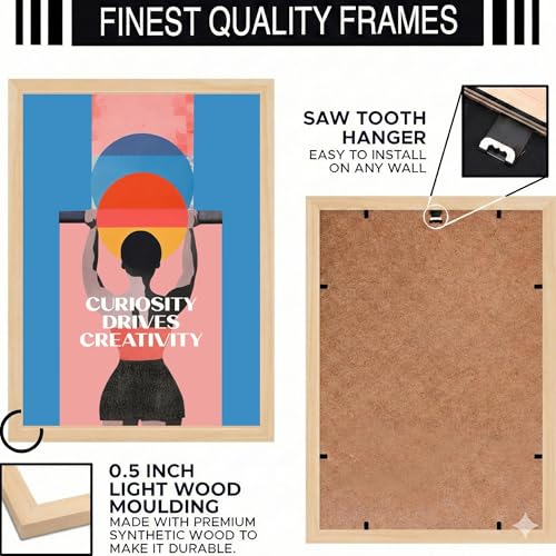 Image of BLINKART Vintage Portrait Aesthetic Modern Art Walls With Frame | Natural Wood Texture | Living Room Bedroom Office Wall Decoration | Poster Home Decor Frames Wall Bedroom | 12x8 Inches (D348)