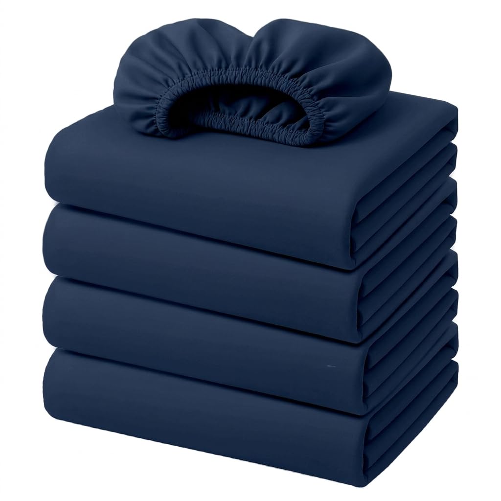 Lazzaro King Size Fitted Sheets Bulk Pack of 4 Pieces Extra Deep Pocket 40 cm (16 inches) Elastic Bed Sheets - Premium Microfiber Fitted Sheets King Size - Ultrasoft Hypoallergenic Fade Resistant