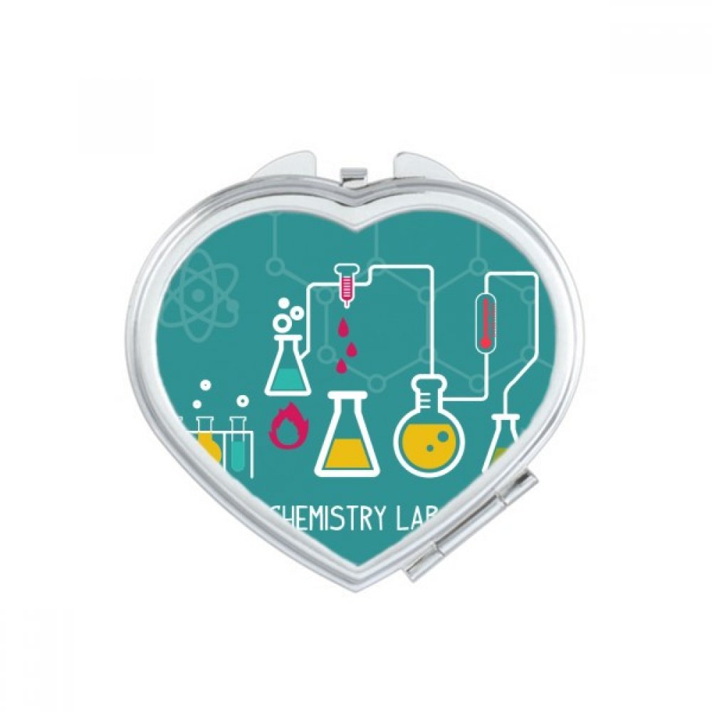 Miroir de poche chimie coeur mignon et compact multicolore pour retouches