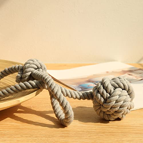 Miniatura 3 de Ocioli 2 Alzapaños De Cortina Con Gran Bola Tejida Para Exteriores, Alzapaños De Algodón Tejido A Mano, Alzapaños Decorativos Para Cortinas Gris, 2