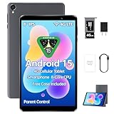 HAOVM 8-Inch Android Tablet, 4G LTE Unlocked Tablet with SIM Card Slot, Octa-Core 2.0GHz, 12GB+64GB+2TB Expandable, 5100mAh, 8MP Camera, GPS, Gray (Tablet with Case)