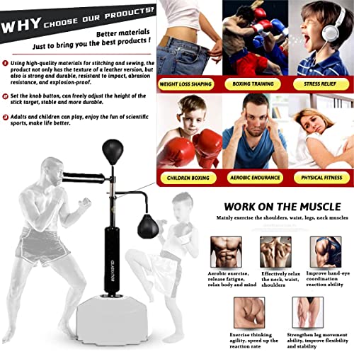 Reaction Punching Bag,Boxing Bag For Adults And Teens,Boxing Gym Equipment,360 Spinning Bar With Dual Punching Balls For Training,Stress Relief & Fitness,Black(Base Not Included) #TOP5