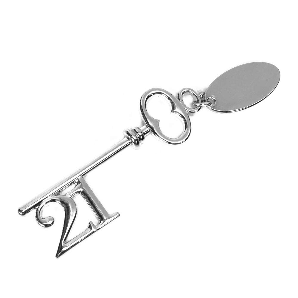 Rutherfords Gifts Silver Personalised 21St Milestone Birthday Key - Engraved With A Message Of Your Choosing