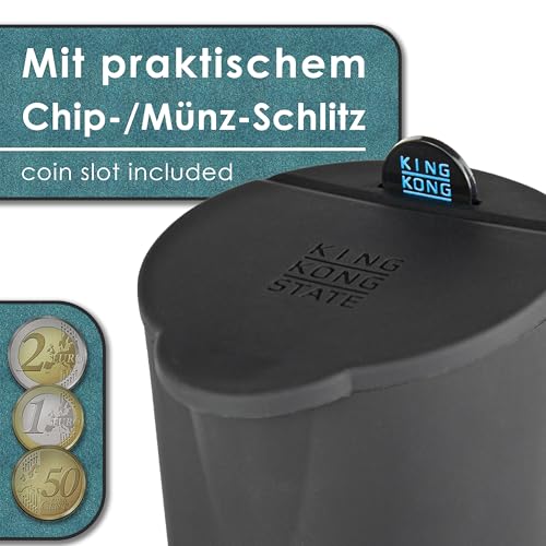 King Kong State Auto-Mülleimer mit magnetischem Verschluss - schwarzer Mülleimer für Autos aus abwaschbarem Silikon - inkl. Münzfach