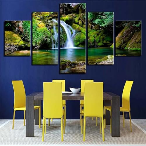 Kit Diamond Painting Adulte Broderie Diamant Cascade Grand Format 5 Panneaux N-400